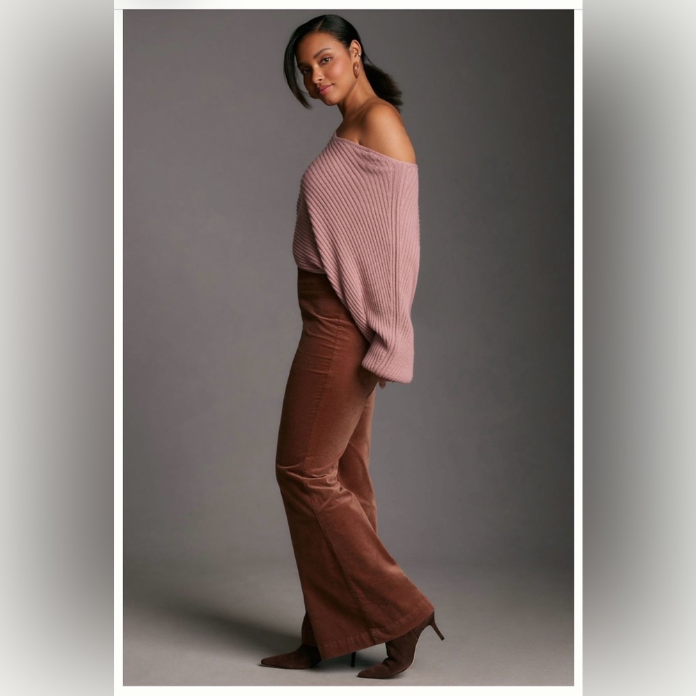 Pilcro by Anthropologie Velvet Pull-On Mid-Rise Retro Flare Jeans